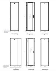 Lande Proline 400 Serisi LN-HL42U6060-BL-B 42U 600x600 Dikili Tip Kabinet